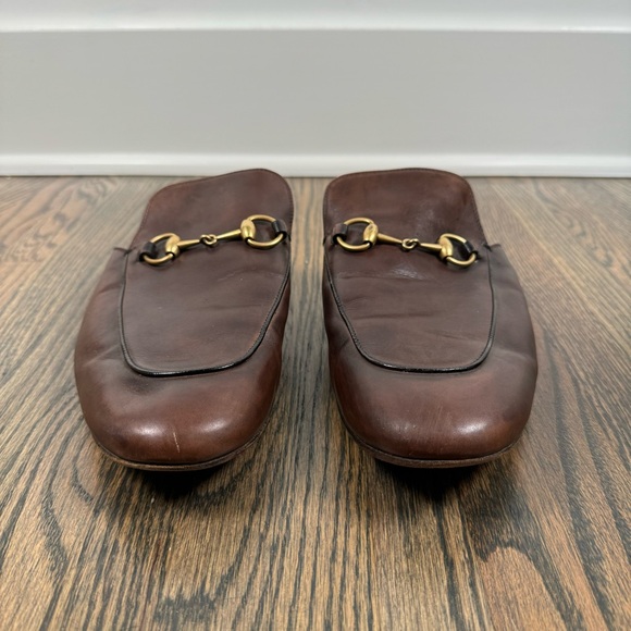 Gucci brown leather horsebit slip-on mule loafers size 13 - Picture 4 of 11